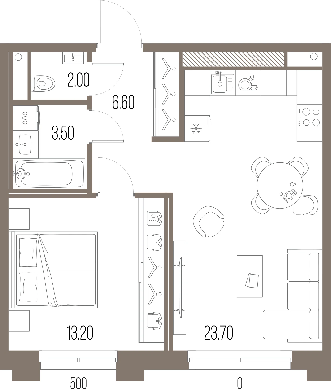 Планировка 1-комнатная 49 м² в ЖК «ЛЕГЕНДА на Охте» — «ЛЕГЕНДА на Охте»
