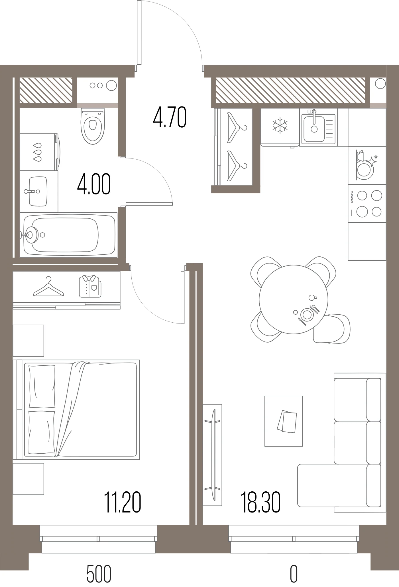 Планировка 1-комнатная 38,2 м² в ЖК «ЛЕГЕНДА на Охте» — «ЛЕГЕНДА на Охте»